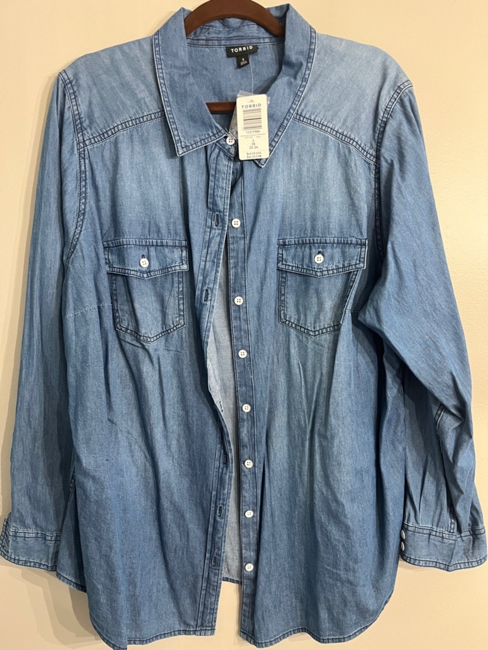 torrid Light Wash Denim Button-Down Men's Shirt